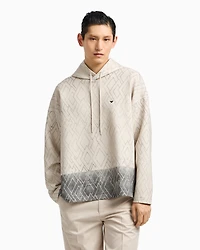 Emporio Armani - ASV sweatshirt double jersey with hood and all-over diamond print, Man, Blue, Size: