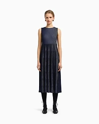 Emporio Armani - Sleeveless dress knit front and back plated effect, Woman, Black, Size: