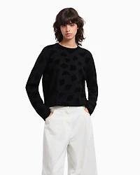 Emporio Armani - Jacquard chenille jumper with pattern, Woman, Black, Size: