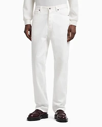 Emporio Armani - ASV Icon five-pocket stretch organic crêpe gabardine trousers, Man, White, Size: