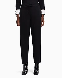 Emporio Armani - Stretch Milano-stitch fabric trousers with a pleat , Woman, Black, Size: