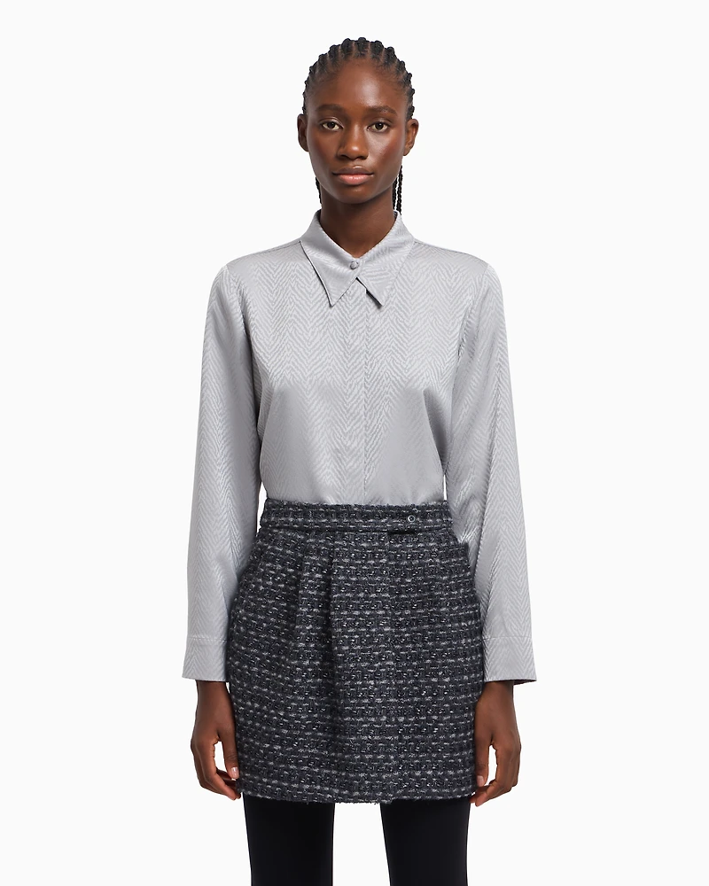 Emporio Armani - Shirt with chevron motif print, Woman, Grey, Size:
