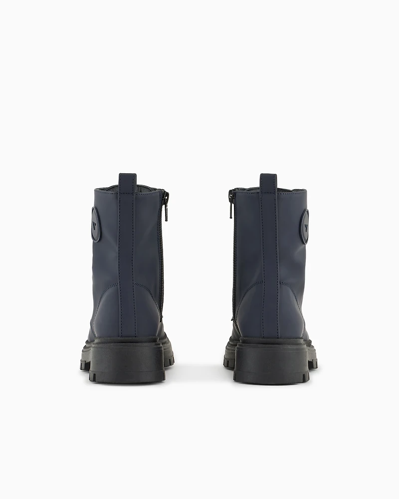 Emporio Armani - Rubber lace-up ankle boots, Boy, Navy Blue, Size: