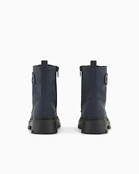 Emporio Armani - Rubber lace-up ankle boots, Boy, Navy Blue, Size: