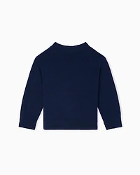 Emporio Armani - Virgin wool-blend jumper with an embossed logo, Boy, Blue, Size:
