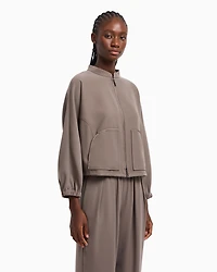 Emporio Armani - Technical cady blouson with logo embroidery, Woman, Brown, Size: