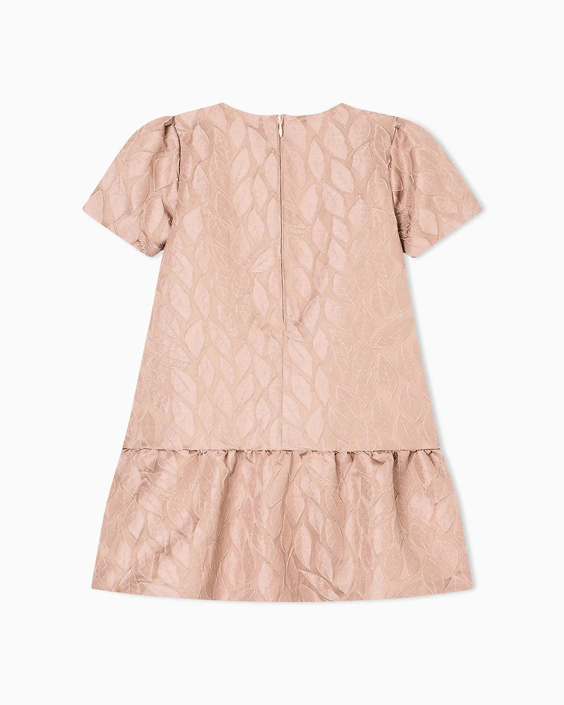 Emporio Armani - Leaf design jacquard dress with frill, Girl, Pink, Size:
