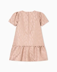 Emporio Armani - Leaf design jacquard dress with frill, Girl, Pink, Size: