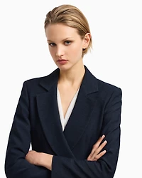 Emporio Armani - Icon blazer flowing, armure fabric, Woman, Blue, Size:
