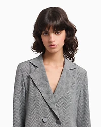 Emporio Armani - Icon chevron viscose-blend shirt jacket, Woman, Grey, Size: