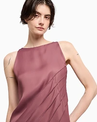 Emporio Armani - Polygon capsule collection dress with satin-fringed details, Woman, Burgundy, Size: