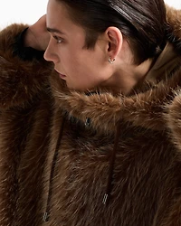 Emporio Armani - Faux fur hooded blouson, Man, Camel, Size: