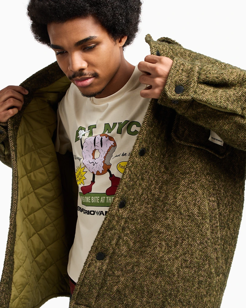 Emporio Armani - New York Capsule Collection EAT NYC print jersey T-shirt, Man, Beige, Size: