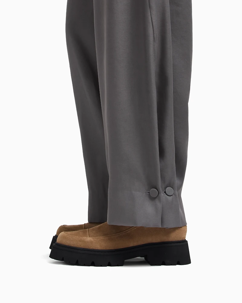 Emporio Armani - Icon fluid modal blend fabric trousers, Woman, Grey, Size: 38