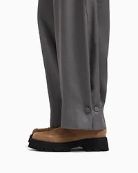 Emporio Armani - Icon fluid modal blend fabric trousers, Woman, Grey, Size: 38