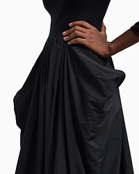 Emporio Armani - Stretch Milano-stitch dress with taffeta skirt, Woman, Black, Size: 48