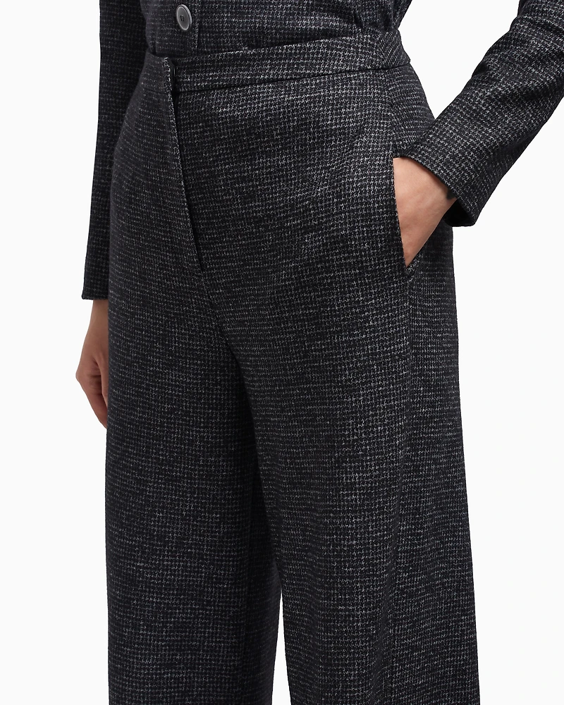 Emporio Armani - ASV Icon houndstooth cloth trousers, Woman, Black, Size: