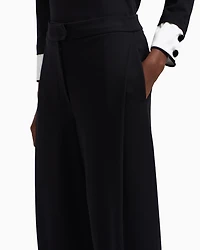 Emporio Armani - Stretch Milano-stitch fabric trousers with a pleat , Woman, Black, Size: