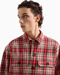 Emporio Armani - Oversized shirt tartan virgin-wool flannel, Man, Patterned, Size: