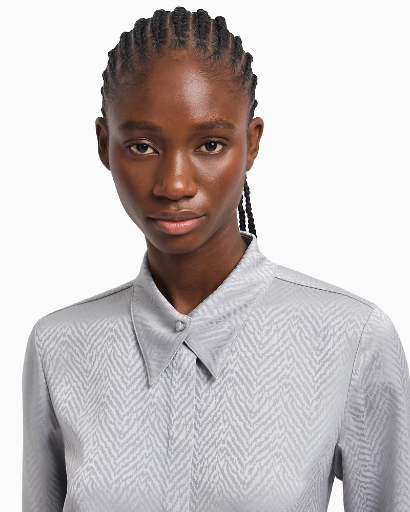 Emporio Armani - Shirt with chevron motif print, Woman, Grey, Size: