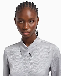 Emporio Armani - Shirt with chevron motif print, Woman, Grey, Size: