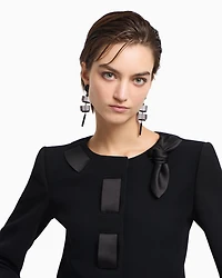 Emporio Armani - Jacket with a bark-effect fluid crêpe ribbon detail, Woman, Black, Size: