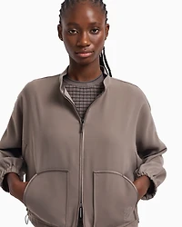 Emporio Armani - Technical cady blouson with logo embroidery, Woman, Brown, Size: