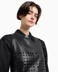 Emporio Armani - Polygon capsule collection dress vegetable-tanned nappa leather with laser-cut perforations, Woman, Black, Size: