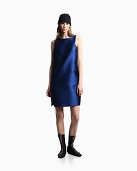Emporio Armani - Short dress shantung-effect fabric, Woman, Blue, Size: