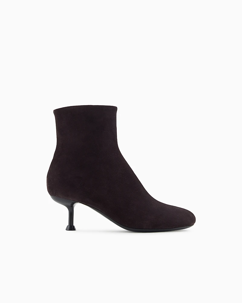 Emporio Armani - New York capsule collection suede ankle boots with kitten heel, Woman, Brown, Size: