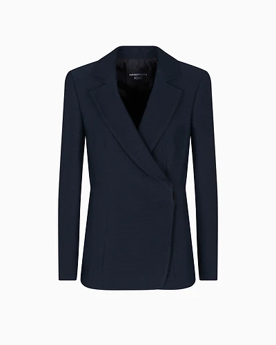 Emporio Armani - Icon blazer flowing, armure fabric, Woman, Blue, Size: