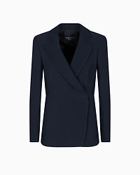 Emporio Armani - Icon blazer flowing, armure fabric, Woman, Blue, Size: