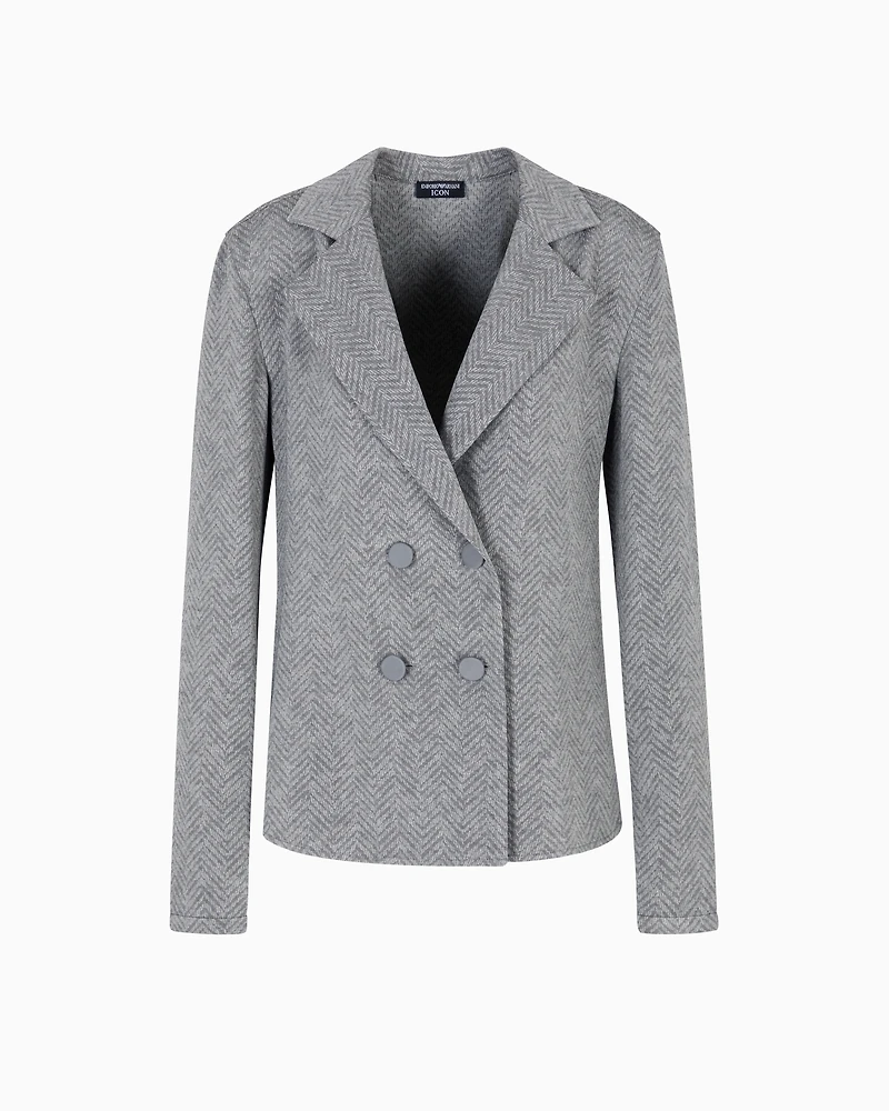 Emporio Armani - Icon chevron viscose-blend shirt jacket, Woman, Grey, Size: