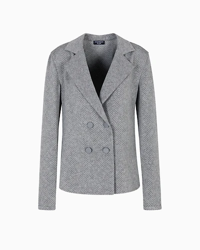 Emporio Armani - Icon chevron viscose-blend shirt jacket, Woman, Grey, Size: