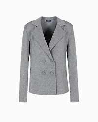 Emporio Armani - Icon chevron viscose-blend shirt jacket, Woman, Grey, Size:
