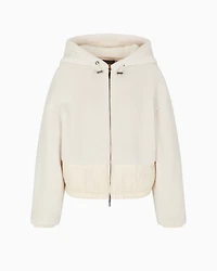 Emporio Armani - Sherpa blouson with hood and zip, Woman, Beige, Size: