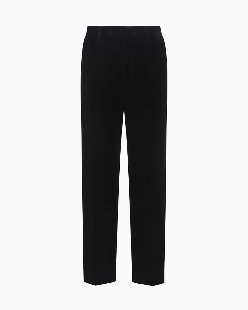 Emporio Armani - Icon smooth velvet trousers, Man, Black, Size:
