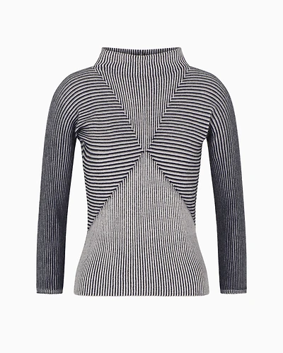 Emporio Armani - Jumper with striped links-stitch details, Woman, Black, Size:
