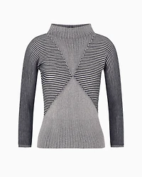 Emporio Armani - Jumper with striped links-stitch details, Woman, Black, Size: