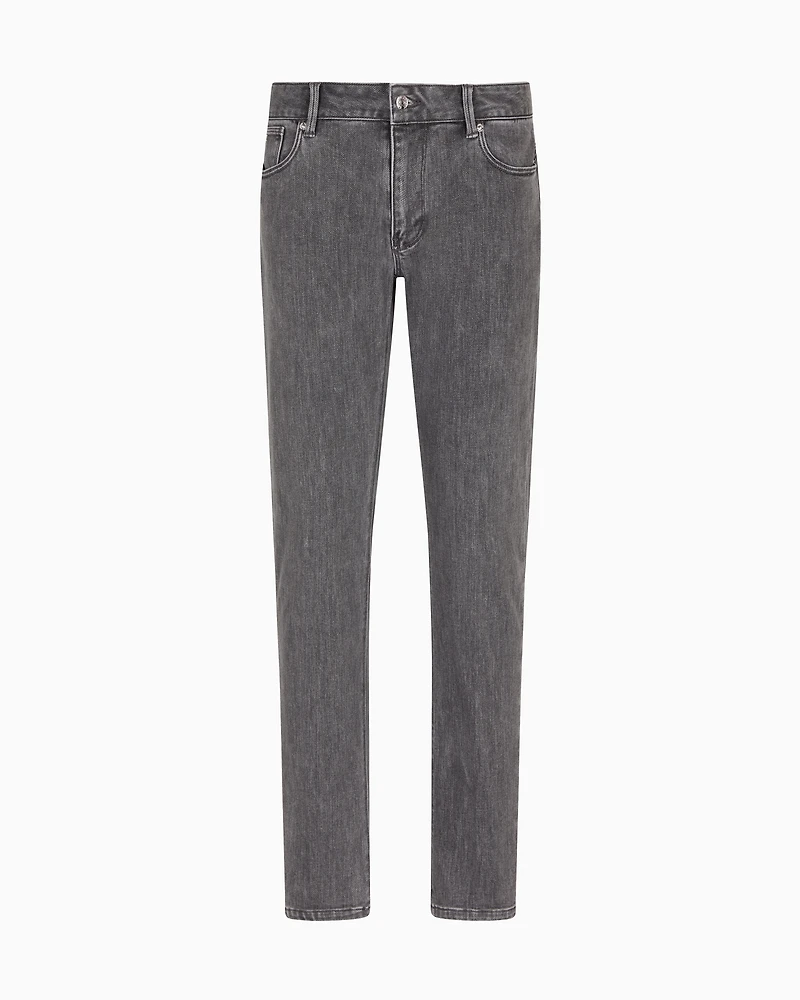 Emporio Armani - J06 slim-fit, stone-washed stretch-denim jeans, Man, Grey, Size: