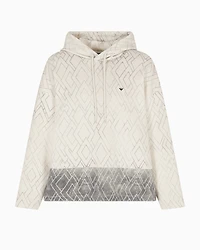 Emporio Armani - ASV sweatshirt double jersey with hood and all-over diamond print, Man, Blue, Size: