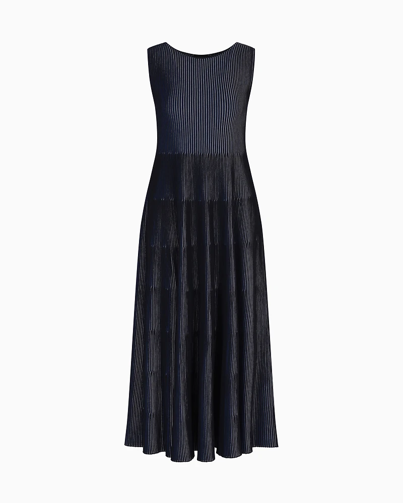 Emporio Armani - Sleeveless dress knit front and back plated effect, Woman, Black, Size: