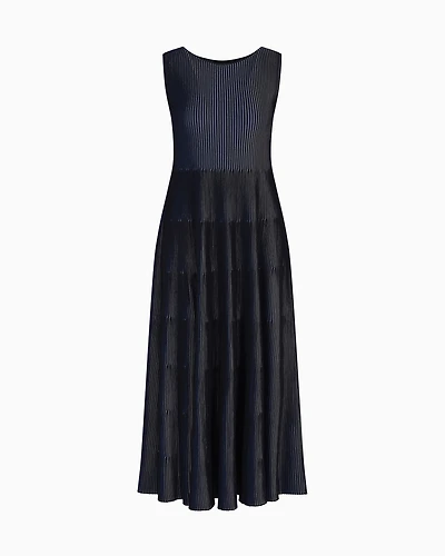 Emporio Armani - Sleeveless dress knit front and back plated effect, Woman, Black, Size: