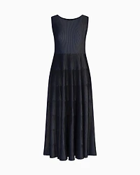 Emporio Armani - Sleeveless dress knit front and back plated effect, Woman, Black, Size: