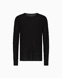 Emporio Armani - Patterned knit wool and silk blend jumper, Man, Black, Size: