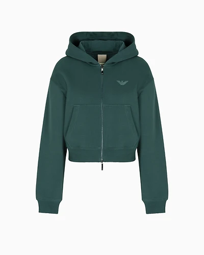 Emporio Armani - New York capsule collection jersey sweatshirt with embossed logo, Woman, Green, Size: