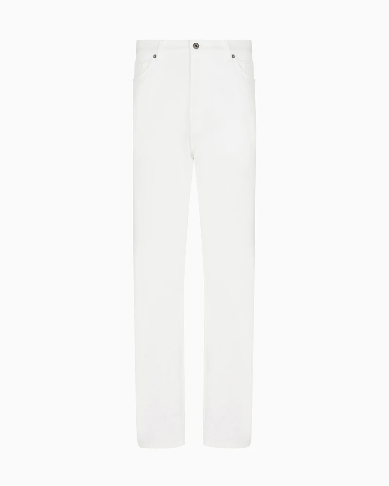 Emporio Armani - ASV Icon five-pocket stretch organic crêpe gabardine trousers, Man, White, Size: