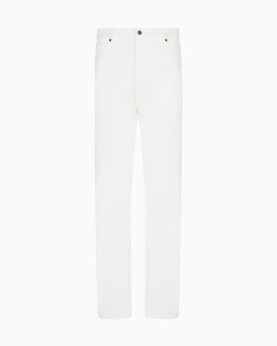 Emporio Armani - ASV Icon five-pocket stretch organic crêpe gabardine trousers, Man, White, Size:
