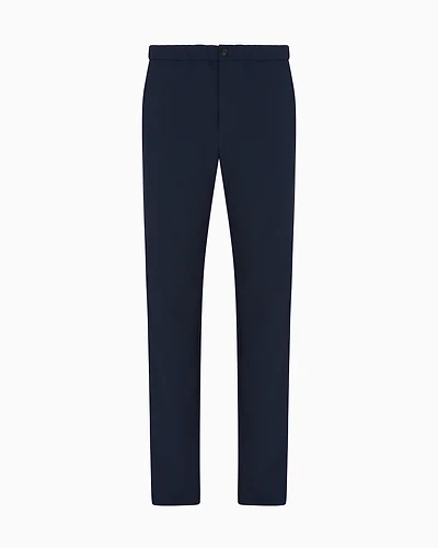 Emporio Armani - Icon 3D piqué-effect crêpe jersey trousers, Man, Blue, Size: