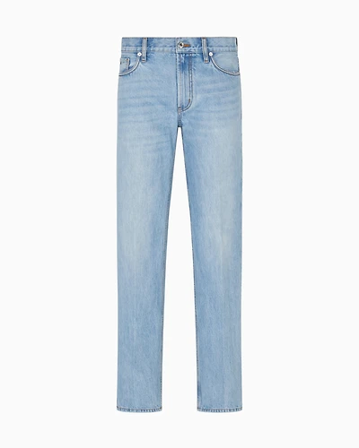 Emporio Armani - J76 straight-fit, stone-washed denim jeans, Man, Blue, Size: